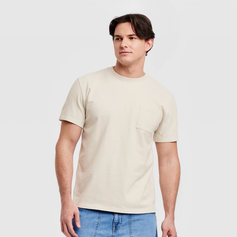 Goodfellow & Co Men's Pocket Crewneck T‑Shirt in Cream